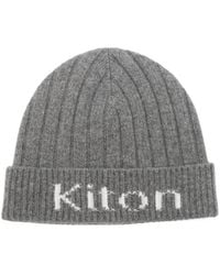Kiton - Logo-Intarsia Ribbed-Knit Beanie Hat - Lyst