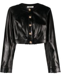 Sandro - Cropped Leather Jacket - Lyst