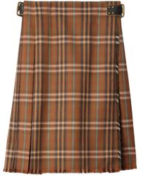 Burberry - Jupe Mi-Longue À Carreaux - Lyst