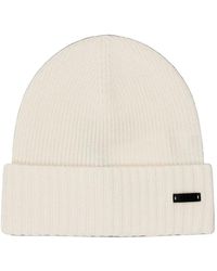 BOSS - Rib-Knit Virgin-Wool Beanie With Logo Plaque - Lyst