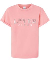 Pinko - T-Shirt Met Logo-Reliëf - Lyst