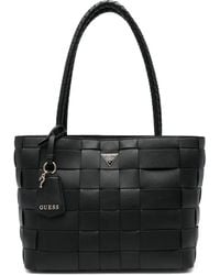 Guess - Maylee Woven-Leather Tote Bag - Lyst
