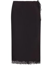 Tonywack - Lace-Trim Side-Tie Silk Midi Skirt - Lyst