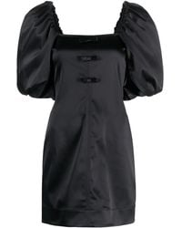 Ganni - Bow-Detail Satin Minidress - Lyst