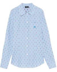 Etro - Pegasus-Embroidered Striped Shirt - Lyst