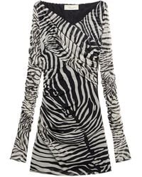 Blumarine - Zebra-Print Fitted Dress - Lyst