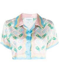 Casablanca - Ping Pong Silk Cropped Shirt - Lyst