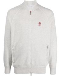 Brunello Cucinelli - Logo-Embroidery Cashmere Cardigan - Lyst