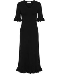 Jil Sander - Ruffle-Trim V-Neck Maxi Dress - Lyst