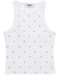 MSGM - Débardeur Côtelé À Motif Monogrammé - Lyst
