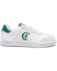 Just Cavalli - Logo-Print Leather Sneakers - Lyst