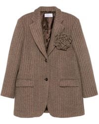 GIUSEPPE DI MORABITO - Blazer con cinturón y aplique de rosa - Lyst