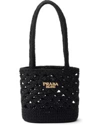 Prada - Logo-Embroidered Crochet Shoulder Bag - Lyst