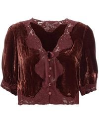 RIXO London - Ursula Lace-Trim Velvet Top - Lyst