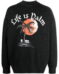 Palm Angels - Graphic-Print Crystal-Embellished Sweatshirt - Lyst