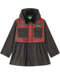 Ganni - X Barbour Tartan Peplum Coat - Lyst