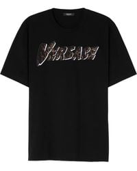 Versace - T-Shirt mit verziertem Logo - Lyst