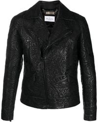 Philipp Plein - Paisley-Print Leather Biker Jacket - Lyst