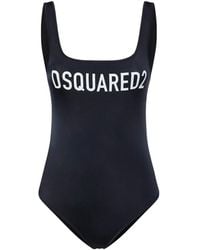 DSquared² - Logo-Print Square-Neck Swimsuit - Lyst