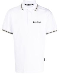 Palm Angels - Weißes Poloshirt mit gestreiften Kanten - Lyst