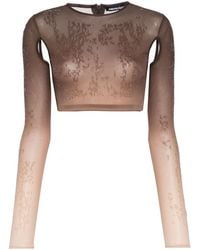 ANDREADAMO - Rhinestone-Embellished Ombré Crop Top - Lyst