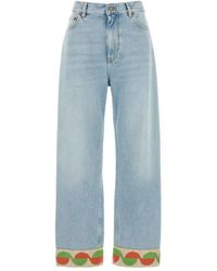 Valentino Garavani - Jacquard-Trim Jeans - Lyst