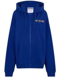 Moschino - Logo-Print Zip-Up Hoodie - Lyst