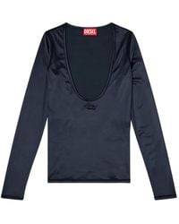 DIESEL - T-Elphin-Ls Oval D Scoop-Neck Top - Lyst