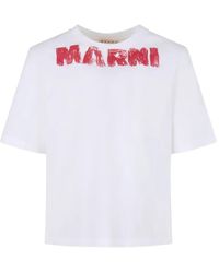 Marni - T-Shirt Met Geborduurd Logo - Lyst