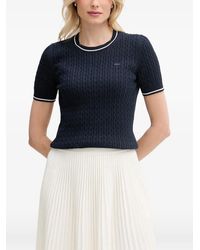 Lacoste - Pull En Maille Torsadée À Manches Courtes - Lyst