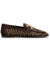 Tod's - Kate Rhinestone-embellished Suede Loafers - Lyst