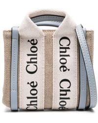 Chloé - Woody Mini-Tasche aus Leinen - Lyst
