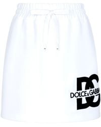 Dolce & Gabbana - Jersey Miniskirt With Dg Logo Patch - Lyst