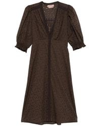Twinset - Puff-Sleeve Midi Dress - Lyst