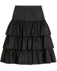 Valentino Garavani - Ruffled Satin Skirt - Lyst