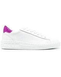 MSGM - Contrast Heel-Counter Leather Sneakers - Lyst