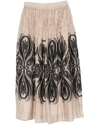 Psophia - Embroidered Crinkled Midi Skirt - Lyst