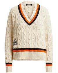 Ralph Lauren - Cable-Knit V-Neck Sweater - Lyst