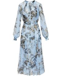 Oscar de la Renta - Flora & Fauna Silk Midi Dress - Lyst