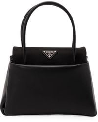 Prada - Logo-Plaque Leather Handbag - Lyst