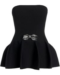 Genny - Bow-Embellished Peplum Top - Lyst