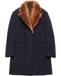 Prada - Mantel mit Shearling-Kragen - Lyst