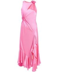 Cinq À Sept - Flower-Detail Silk Midi Dress - Lyst