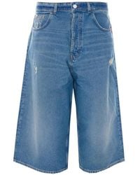 AMISH - Ripped-Effect Denim Shorts - Lyst