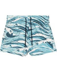 Maison Kitsuné - Wave-print Deck Shorts - Lyst