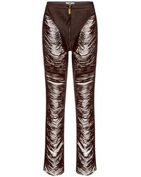 Elisabetta Franchi - Pantalon En Cuir Nappa À Franges - Lyst