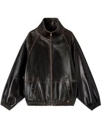 Sandro - Leather Bomber Jacket - Lyst