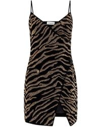 Balmain - Velvet Dress With Tiger Embroidery - Lyst