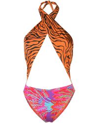 Reina Olga Badpak Met Print - Oranje