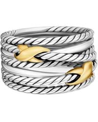 David Yurman - Bague Double X Crossover En Or 18Ct Et Sterling (13 Mm) - Lyst